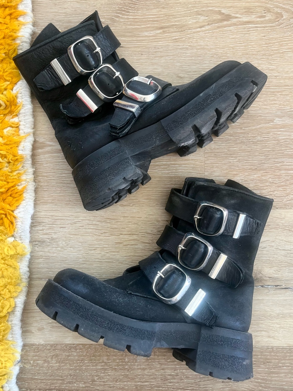 Steve Madden Silver Buckle Black Roland Boot